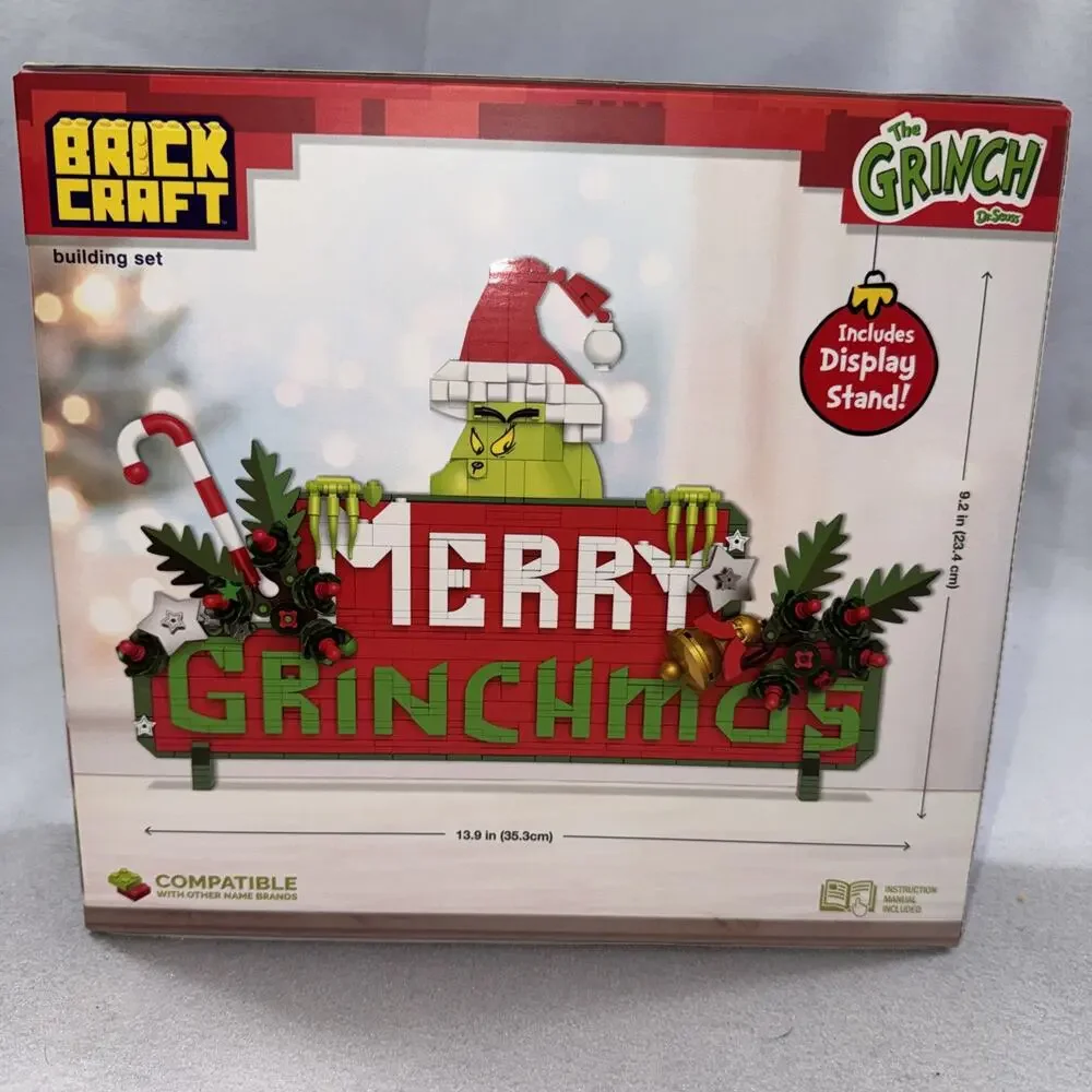 Dr. Seuss GRINCH MERRY GRINCHMAS SIGN Building Set 568 Pieces Brickcraft #72361